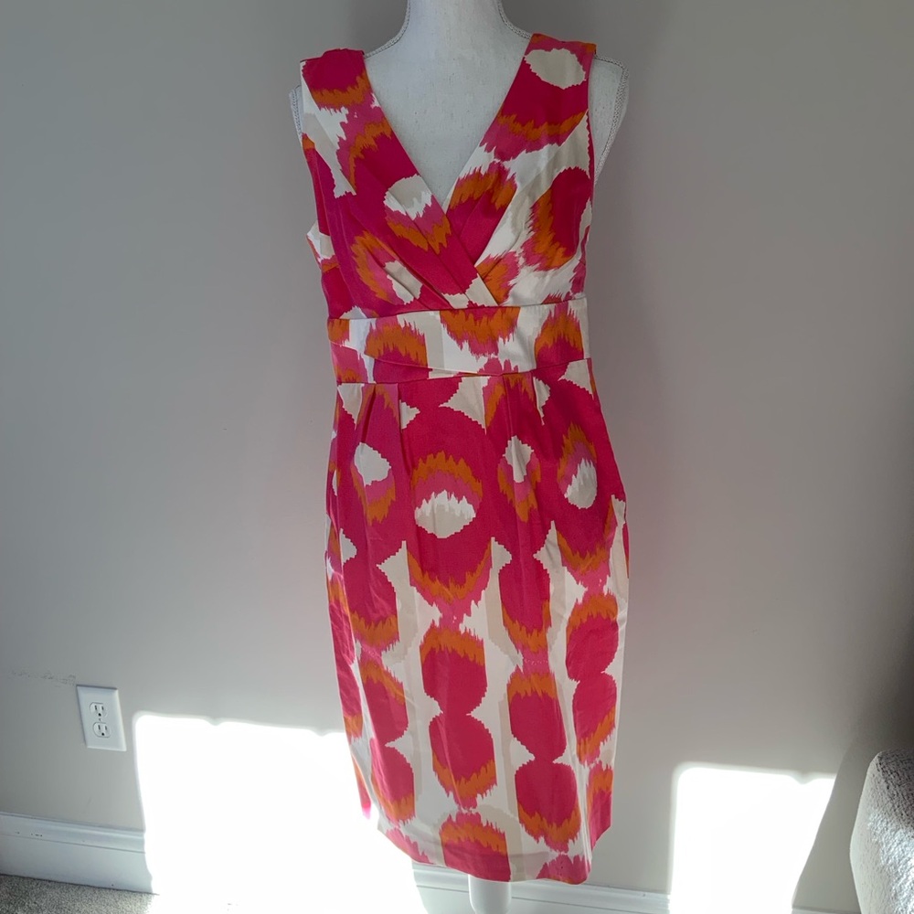 Boden Chic Pink and Orange Sleeveless Midi Dress